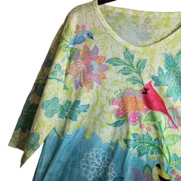 Artisans Vibrant 3/4 Sleeve Lightweight Bird Nature Enthusiast Top Size XL - Picture 3 of 10